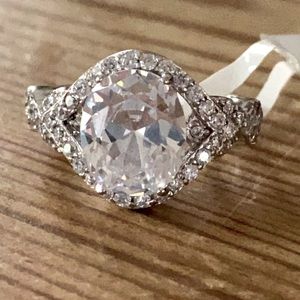 Sterling Silver and CZ Engagement Ring